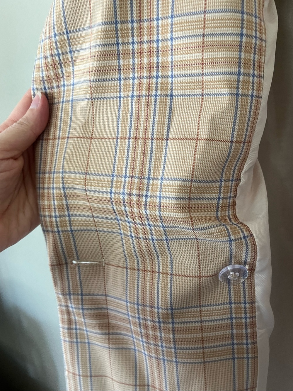 Revolve Song of Style Ansley Dual Breast Blazer Camel Multi Check Women Size S/M - Picture 13 of 16